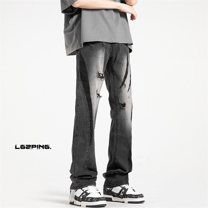 2025春季新款港风无影墙大码个性高街牛仔裤子M-5XGK23152-P60，男装牛仔裤，电商A022