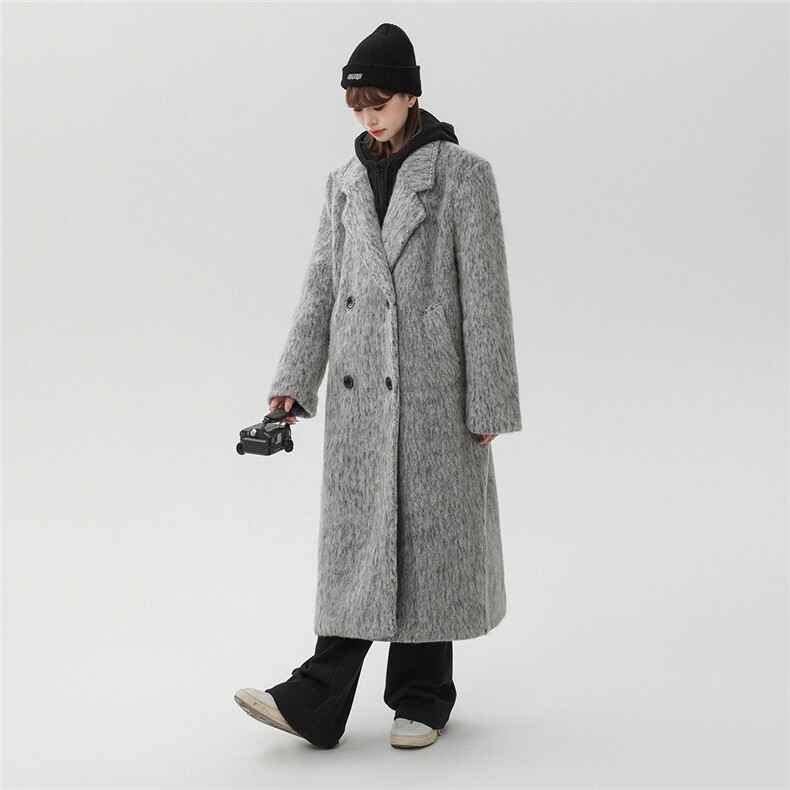 中性风长毛马海毛财阀灰西装大衣加厚羊毛大衣YM77717P210控298，男装西服套装，星座227-7