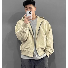 美式重磅座山雕连帽外套男女春秋复古cleanfit宽松水洗短款夹克潮，男装夹克，星座506A