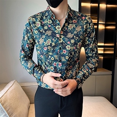 秋冬季社会小伙店主风痞帅印花长袖衬衫301A-1/C22/P55，男装衬衫，星座301A-1