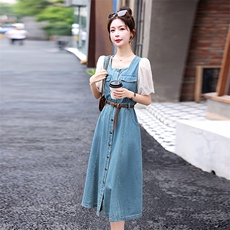 TATAMI5253新款2025夏季韩版时尚修身气质显瘦减龄牛仔连衣裙，女装连衣裙，意芙