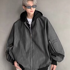 假两件外套男春秋美式高街痞帅潮牌宽松休闲连帽夹克J8539-P80，男装夹克，星座1001-1