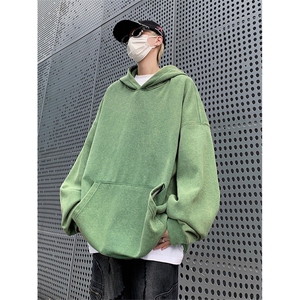 得物抖音高品质二开 360克重磅做旧炒雪花纯色连帽水洗卫衣 CM16图片