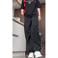 港风宽松阔腿弯刀直筒长裤大码M-5XL潮牌工装裤CK78054P55控89，男装工装外套，星座226-1