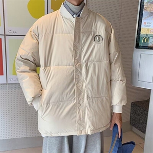 冬季新款立领贴标棉衣男女简约宽松纯色百搭保暖棒球棉服 M535图片