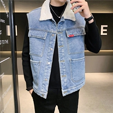MJ208J-68-限价98M-5XL牛仔马甲大码加绒羊羔绒工装ins，男装工装外套，星座103A