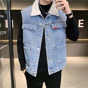 MJ208J-68-限价98 M-5XL 牛仔马甲大码加绒羊羔绒工装ins图片