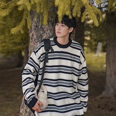 B225-M1149-P62-X78---条纹毛衣-腈纶42%锦纶31%PBT27%，男装针织衫/毛衣，电商B225