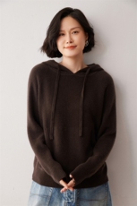 秋冬新款洋气时尚百搭显瘦女款35%山羊绒帽衫，女装羊绒衫，艾巧羊绒