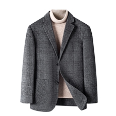 DJ1127钱塘2020-3中年男士商务休闲时尚冬季厚款西服外套P325，男装毛呢大衣，钱塘207-3