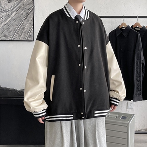 1港风毛呢子休闲宽松潮流棒球服夹克男外套大皂风7423P70控98图片