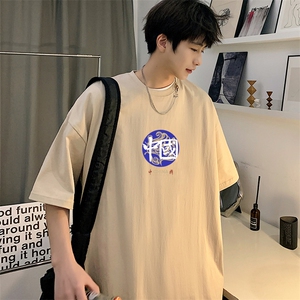 CL1男女中性圆领短袖半袖T恤衫外套大码印花学生夏TEE潮宽松,中山图书馆穿搭学生党图片