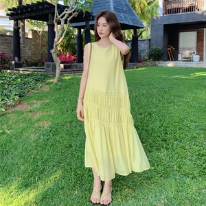 现货 黄绿色无袖连衣裙RF058-X8692-P115-K168图片