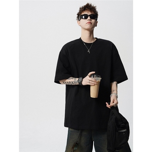 T10129-特批30 控58 曼巴棉撞色拼接短袖大码T恤夏季薄款垂感短袖图片