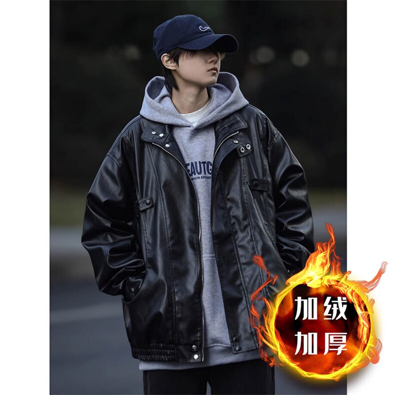 复古皮衣外套男士秋冬飞行员教练皮夹克加绒秋冬款美式机车服棉衣,男装夹克,星座506A