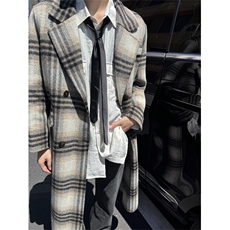 XZ1005-1-TTH0058-批128-格子毛呢大衣，男装毛呢大衣，星座1005-1