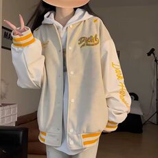 美式复古刺绣撞色棒球服外套2026新款春秋青少年小众潮牌夹克上衣，男装夹克，星座715-4