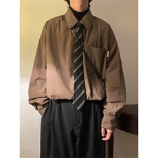 复古长袖衬衫男港风chic宽松潮流休闲衬衫C330P35，男装衬衫，星座1116-2