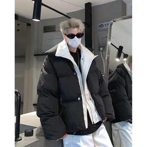 517A-8-Y80-P135 现货冬季小众解构亮面设计感棉衣假两件棉服图片