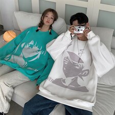 主推情侣装秋装卡通动漫潮圆领套头情侣卫衣G945P35男类，男装卫衣，电商A339