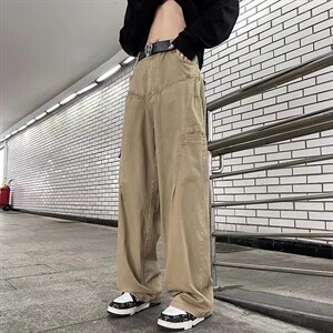 美式复古工装裤阔腿裤男潮牌痞帅休闲裤1001-1-XK05-P58