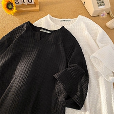 A316-1-Y117P35控58夏季2025新款V领肌理感宽松短袖男女冰丝T恤，男装T恤，星座906（原电商a316-1）