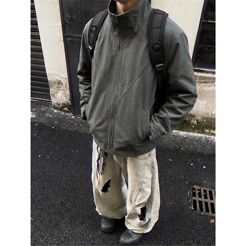 [网图]春季宽松立领男士立体夹克休闲拼接薄款C64138-TP5088,男装夹克,电商A102