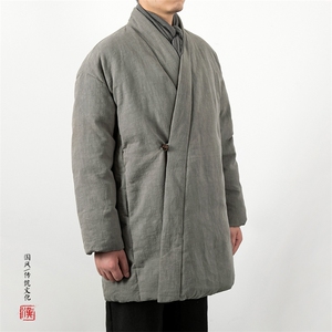 冬装新款风新中式棉麻棉袄男士改良汉服棉衣外套图片
