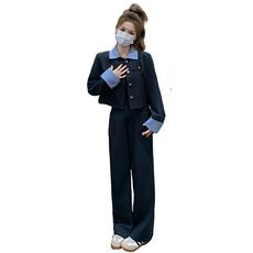 韩系学院风条纹拼接西装套装女2025春季新款高级感一整套ootd穿搭，女装套装/套裙，2C032