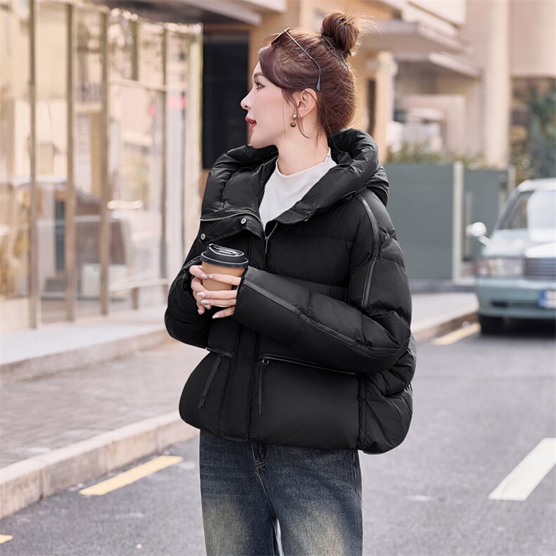 欧货爆款紫色短款羽绒服女2024冬季新款加厚保暖白鸭绒面包服外套,女装羽绒服,意芙