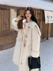 新款现！羊羔毛拼接派克服羽绒服工装外套2C133-6002-P285-K418，女装派克服，2C133