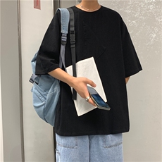 飘带拼接短袖t恤男潮流百搭夏季薄款宽松五分袖ins港风T671-P25，男装T恤，星座512-2