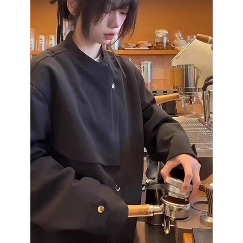新款男女同款解构活页设计按扣斜门襟不对称新中式抗皱 JXZ281图片