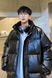 港风鳄鱼纹钢印字母图案设计大码休闲潮流棉衣男MY77727P128控168图片