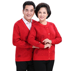 2024秋冬新款中老年男女款印花30%羊毛开衫，女装羊毛衫，衣恋羊绒