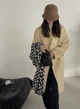 秋冬新款韩版连帽排扣羊绒大衣，其它，HJ