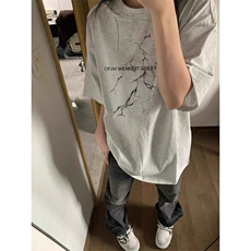 潮牌闪电字母短袖t恤女夏季高街时尚潮上衣宽松休闲半袖T053，男装T恤，星座1116A（原606A-3）
