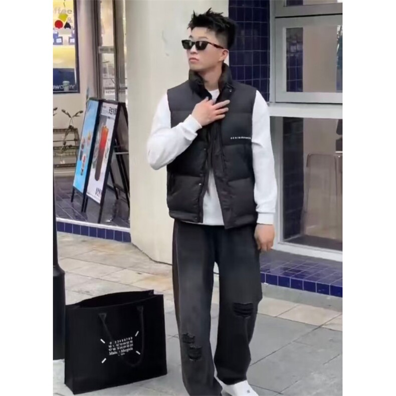 休闲立领羽绒马甲印花潮男流行时尚高级羽绒马甲313B-TM928-P75,女装马甲,星座313B