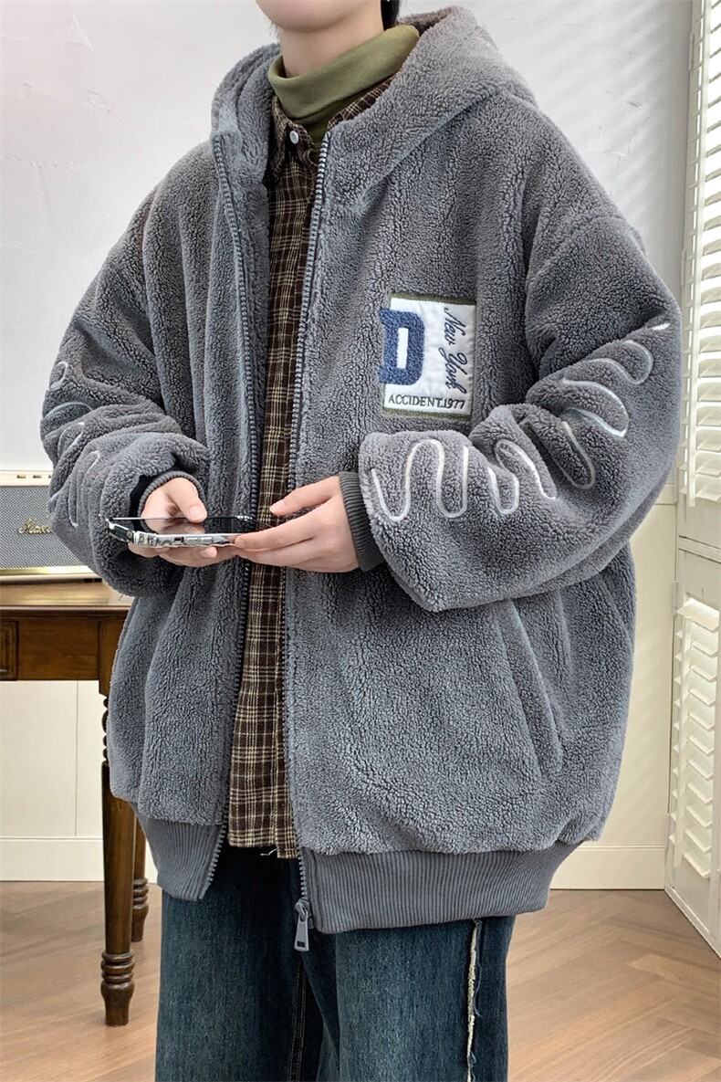 2024冬上新港风加绒保暖棉衣羊羔绒连帽外套男女992-P110控价158,男装棉衣,电商A441-1