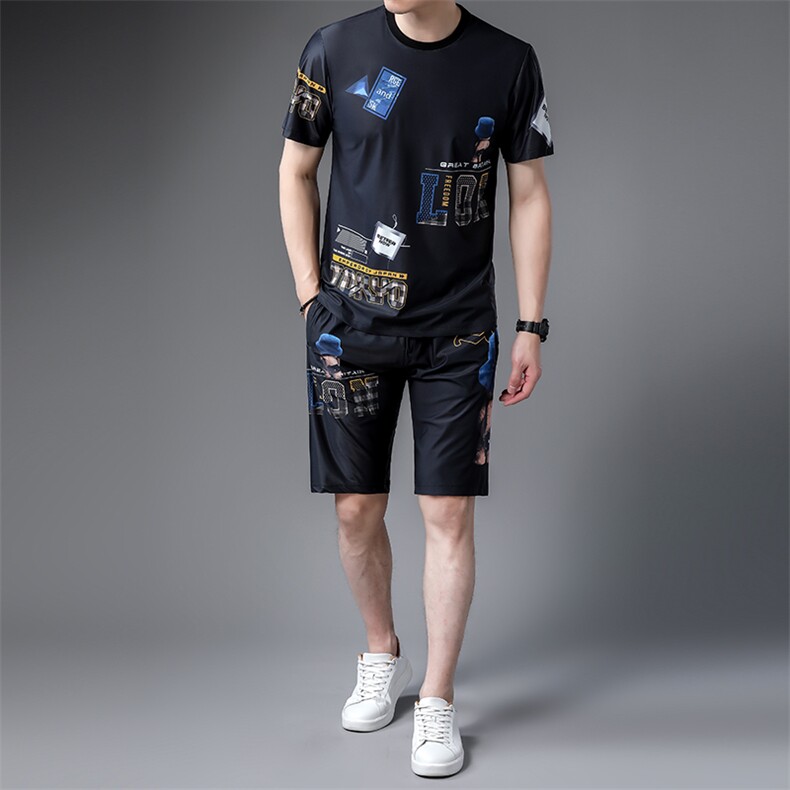 JG22-10男士2023年春夏季新款运动套装短袖短裤T恤卫裤二件套P125,男装休闲套装,电商B360