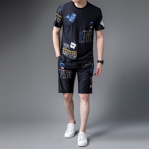 JG22-10男士2023年春夏季新款运动套装短袖短裤T恤卫裤二件套P125图片
