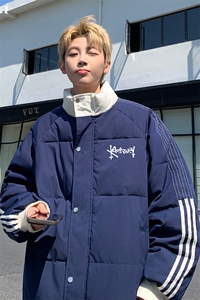 ！2025冬季新款男士潮牌立领棉衣撞色情侣棉服外套MY207特P80图片