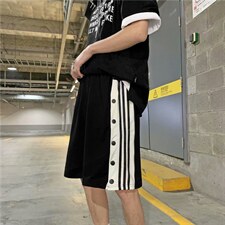2026夏季潮流排扣卫裤男宽松运动休闲短裤直筒五分裤DK6405-p28图片