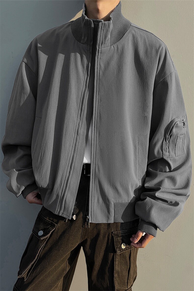 男装黑墙春季飞行服夹克春装大码cleanfit宽松拉链外套S381-特88,男装夹克,电商A233-1