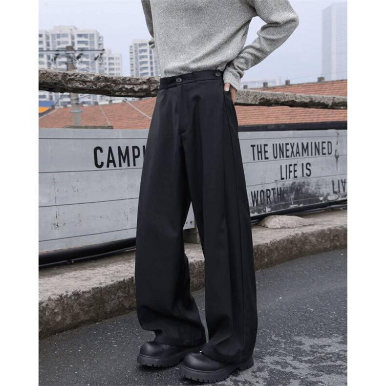 春秋美式高街休闲裤男女垂感阔腿西裤长裤纯色西装裤宽松直筒裤子，男装西服套装，电商A443