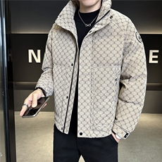 贴标花纹立领皮羽绒服男休闲保暖上衣外套A329-YR9962-P225，男装羽绒服，电商A329