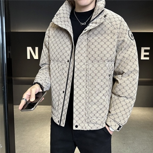 贴标花纹立领皮羽绒服男 休闲保暖上衣外套 A329-YR9962-P225图片