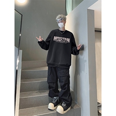 抖音品质秋季新款美式潮流仿棉圆领卫衣wycm4037-特批28控49，男装卫衣，星座605(原A050)