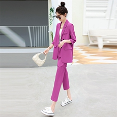 高端洋气休闲西装套装女2024夏季新款时尚垂感薄款职业西服两件套，女装套装/套裙，火爆靓佳人