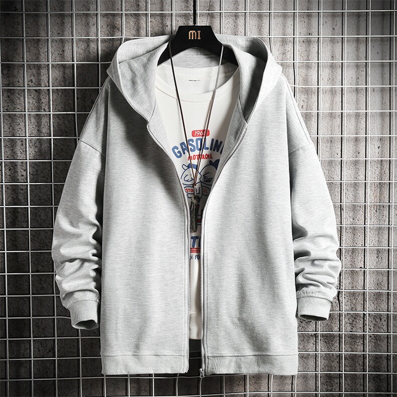 KS21141-P38连帽开衫卫衣男运动外套大码班服网格挂拍,男装卫衣,电商A040A